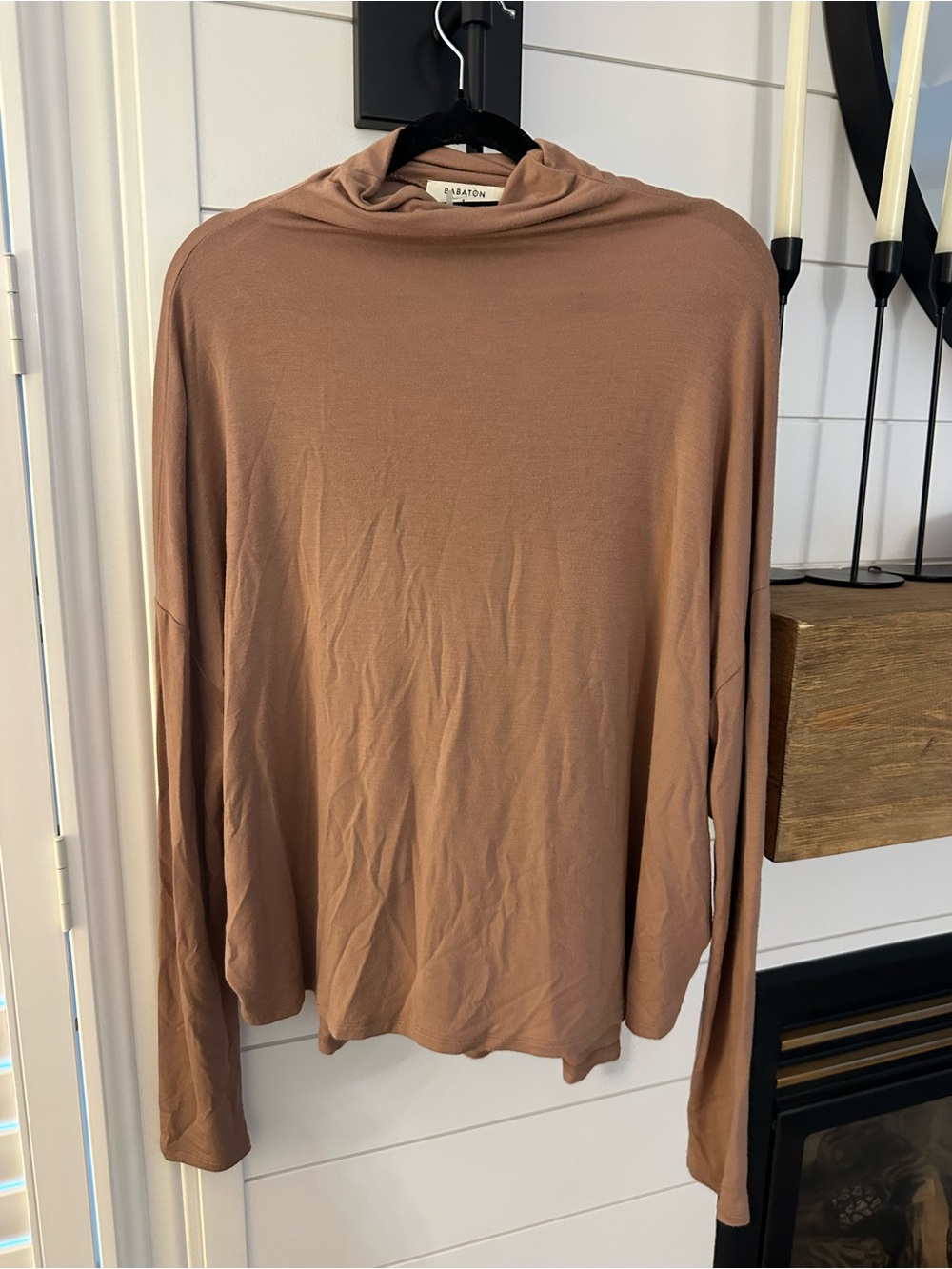 Babaton Oversized Long Sleeve Turtleneck Top in Dusty Brown